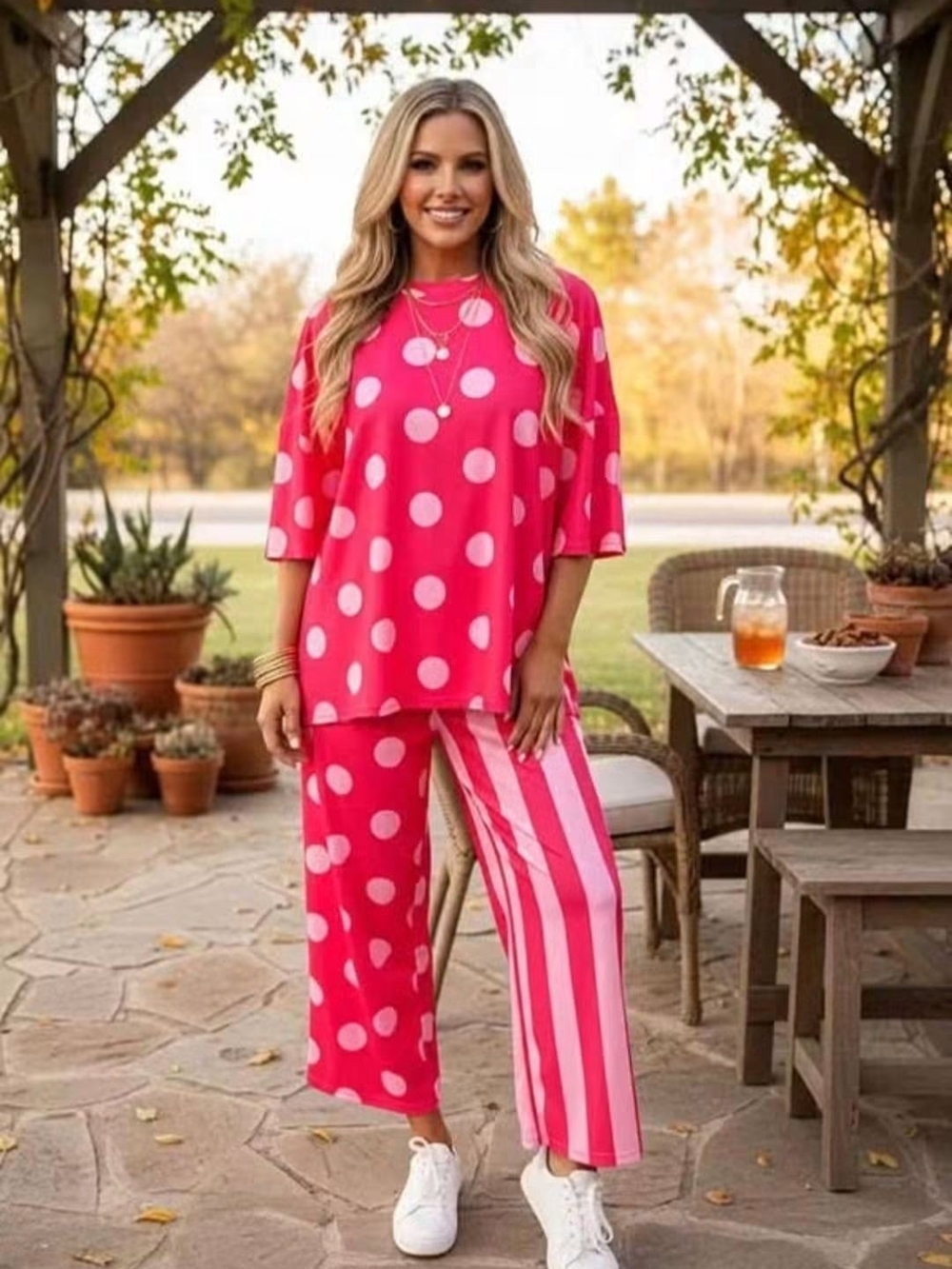 New Southern Stitch Pink Polka Dot & Stripe Set